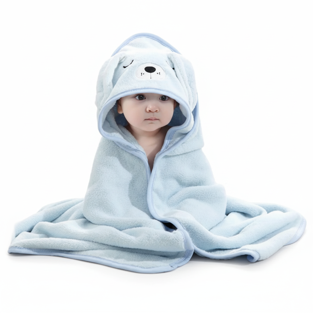 Cartoon Baby Bath Towel – 100% Polyester, Soft, Multi-Use Baby Blanket and Swaddle, 80cm/31.5inch