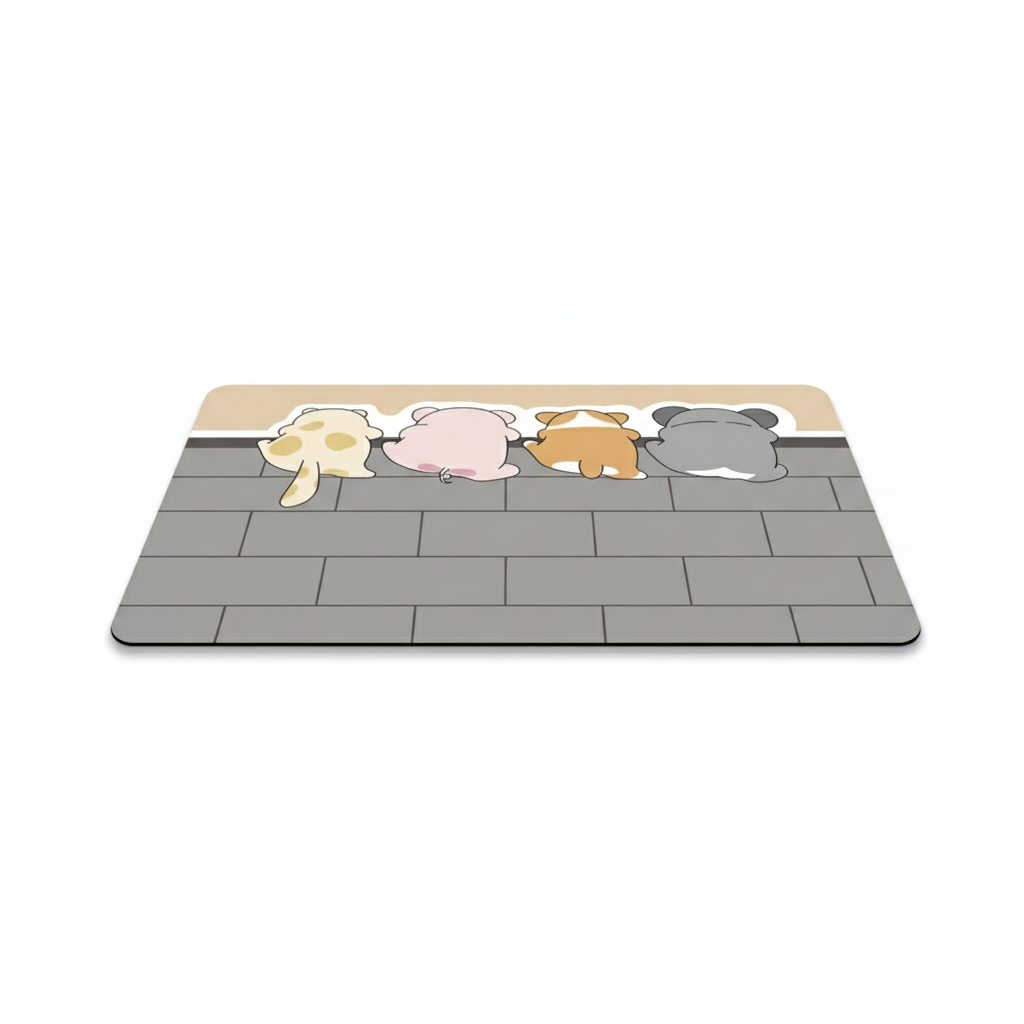 Cute Animal Diatomaceous Earth Bathroom Mat – Quick Water Absorption, Non-Slip Rubber Bottom, Easy to Clean
