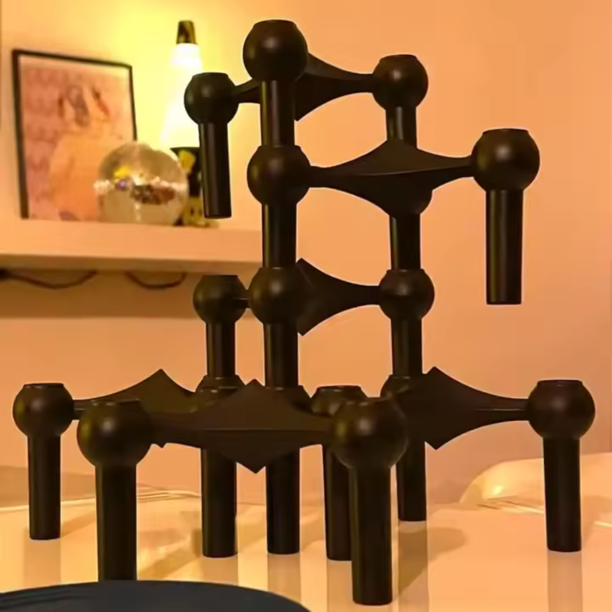 Modern Geometric Stainless Steel Candle Holder – Elegant Metal Stand for Home & Table Decor