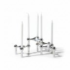 Modern Stainless Steel Molecular Structure Candle Stand – DIY Chandelier Decoration, Compatible with Stick Candles, Available in Chrome/Gold/Black
