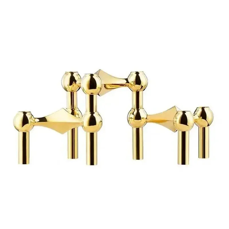 Modern Stainless Steel Molecular Structure Candle Stand – DIY Chandelier Decoration, Compatible with Stick Candles, Available in Chrome/Gold/Black
