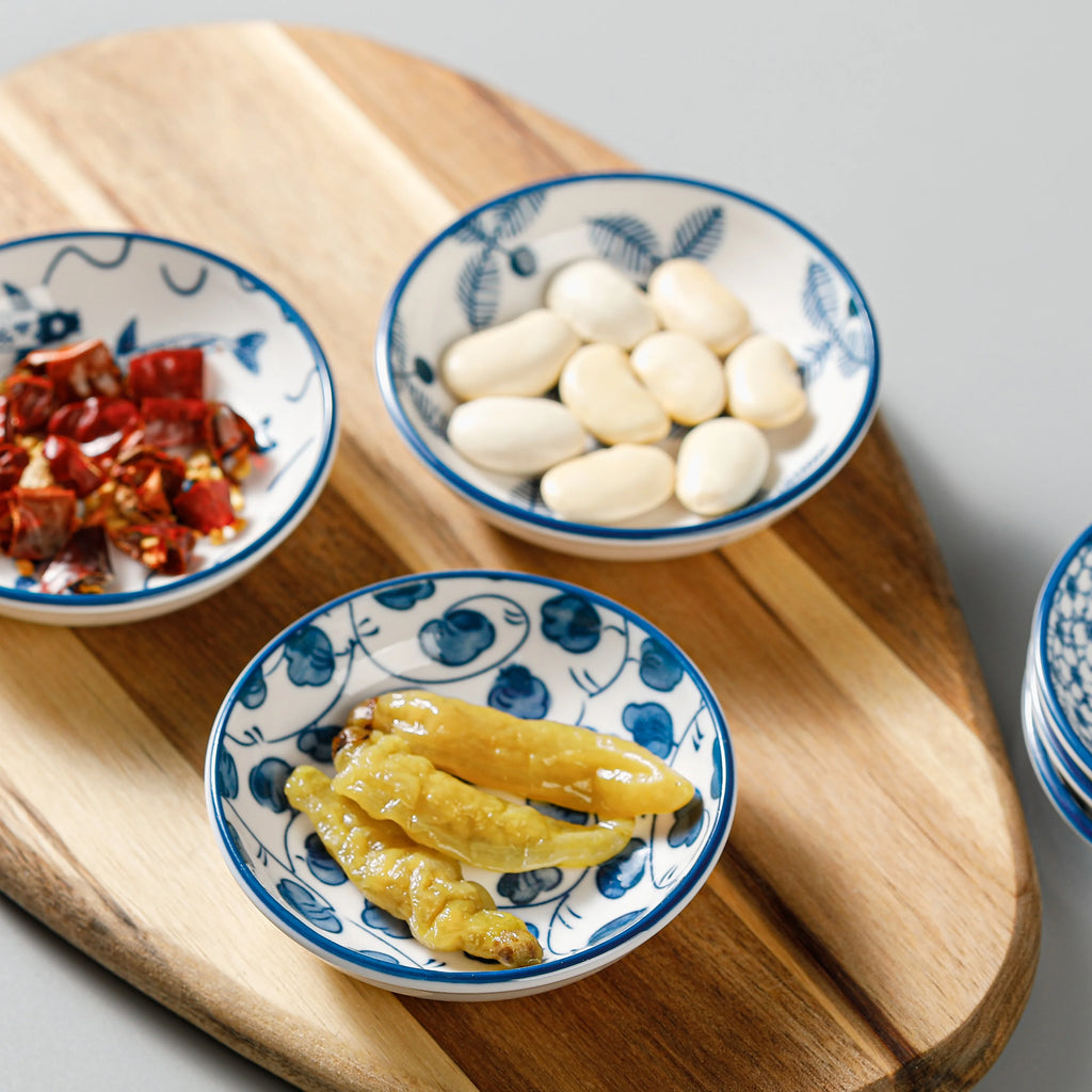 Set of 6 Mini Ceramic Plates - Retro Chinese Style for Snacks, Sashimi & More