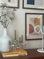 Modern Stainless Steel Molecular Structure Candle Stand – DIY Chandelier Decoration, Compatible with Stick Candles, Available in Chrome/Gold/Black