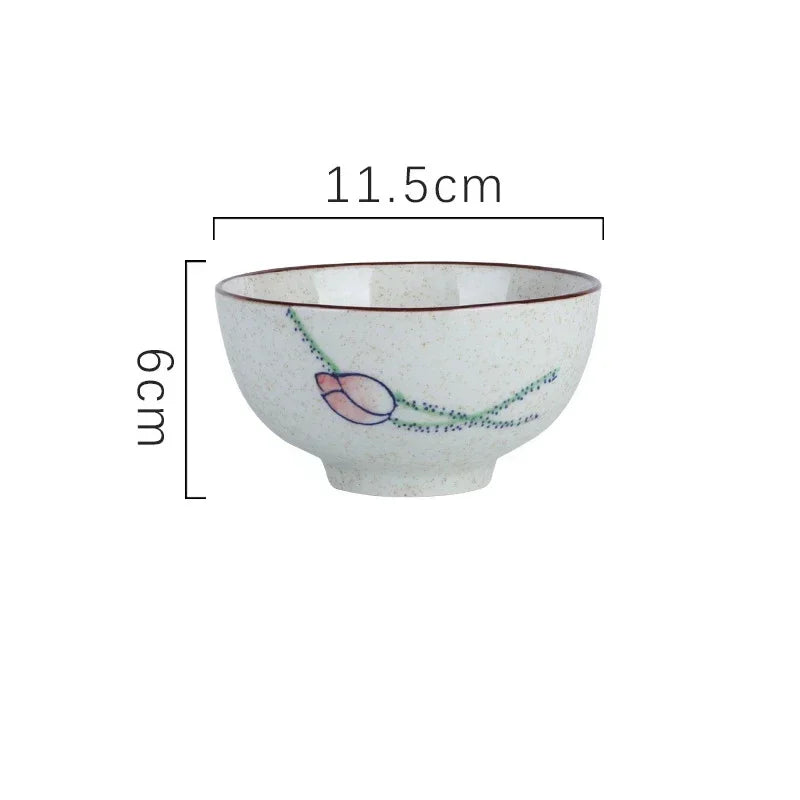 4.5-inch Ceramic Rice Bowl – Japanese Retro Style for Soup, Rice, and Noodles