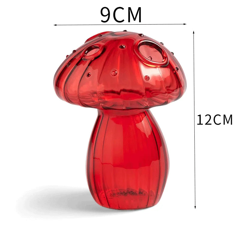 Mushroom-Shaped Glass Vase – Elegant Home Decor, Durable, Easy to Clean, Perfect for Living Rooms, Bedrooms, and Officesrium Art Plant Hydroponic Table Vase Glass Crafts DIY Aromatherapy Bottle