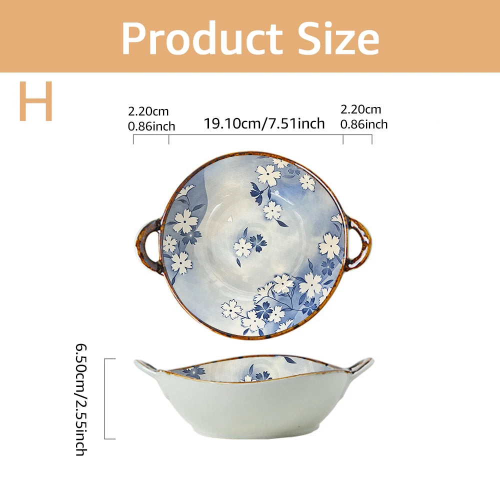 Japanese Style Noodle Bowl – 7.5 inch Ceramic Soup Bowl with Handle