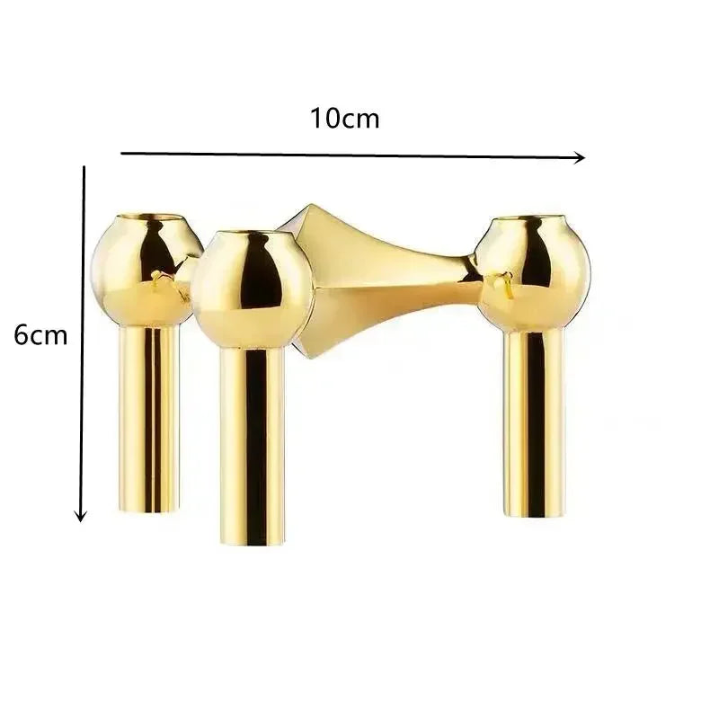 Modern Stainless Steel Molecular Structure Candle Stand – DIY Chandelier Decoration, Compatible with Stick Candles, Available in Chrome/Gold/Black