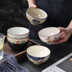 4.5-inch Ceramic Rice Bowl – Japanese Retro Style for Soup, Rice, and Noodles