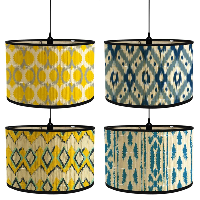 Modern Bamboo & Iron Lampshade – E27 Compatible, Creative Diffuse Lighting for Bedroom, Living Room, & Home Decor