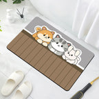Cute Animal Diatomaceous Earth Bathroom Mat – Quick Water Absorption, Non-Slip Rubber Bottom, Easy to Clean