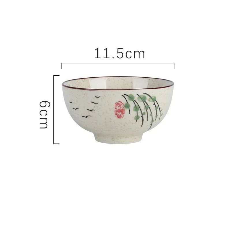 4.5-inch Ceramic Rice Bowl – Japanese Retro Style for Soup, Rice, and Noodles