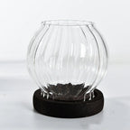 Transparent Round Glass Candlestick – Retro Home Windproof Candle Holders with Cup Cover for Wedding & Party Decorations