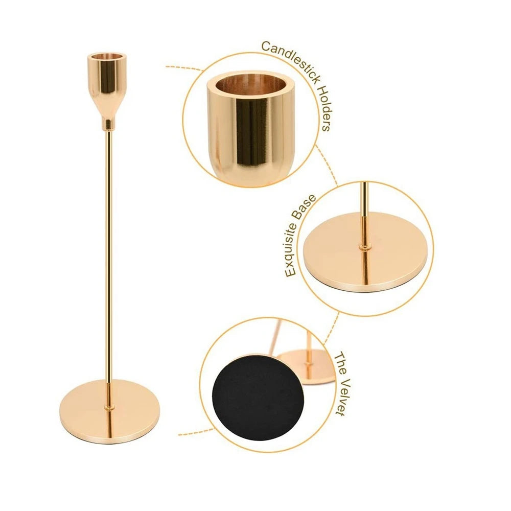 Modern Gold Iron Candle Stand Set – S, M, L Sizes, Elegant Home Decor, Ideal for Weddings, Events, & Christmas Gifts