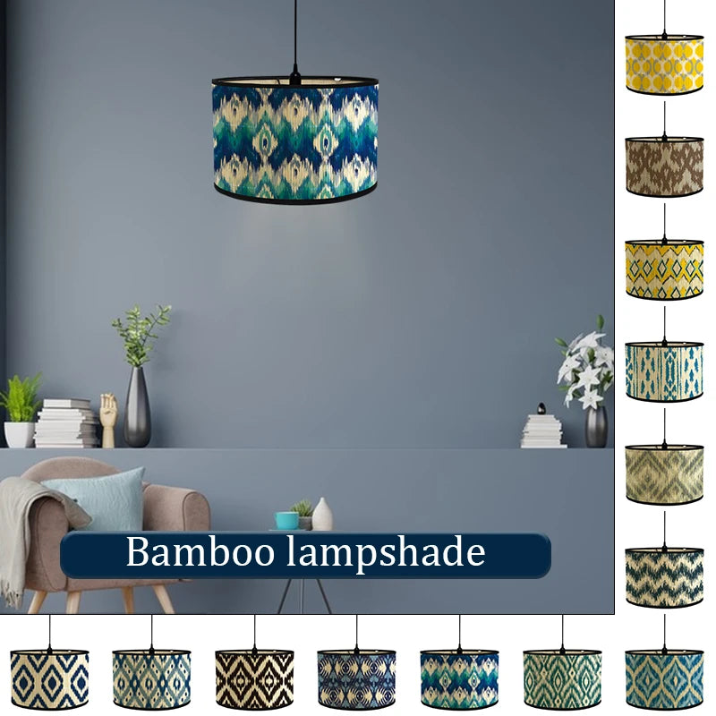 Modern Bamboo & Iron Lampshade – E27 Compatible, Creative Diffuse Lighting for Bedroom, Living Room, & Home Decor