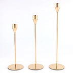 Modern Gold Iron Candle Stand Set – S, M, L Sizes, Elegant Home Decor, Ideal for Weddings, Events, & Christmas Gifts