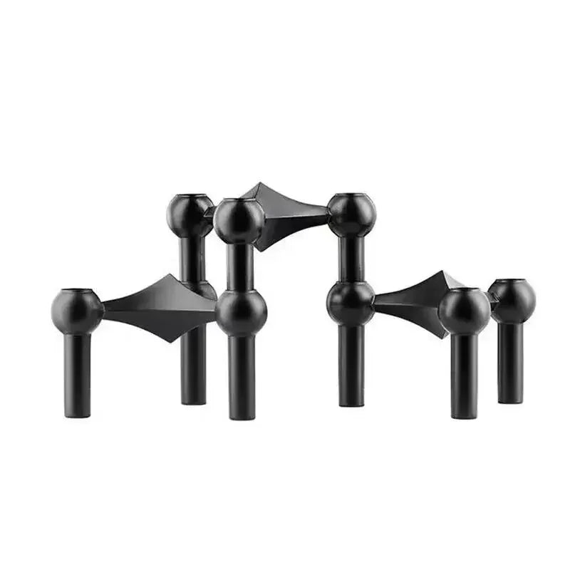 Modern Stainless Steel Molecular Structure Candle Stand – DIY Chandelier Decoration, Compatible with Stick Candles, Available in Chrome/Gold/Black