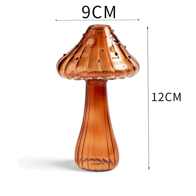 Mushroom-Shaped Glass Vase – Elegant Home Decor, Durable, Easy to Clean, Perfect for Living Rooms, Bedrooms, and Officesrium Art Plant Hydroponic Table Vase Glass Crafts DIY Aromatherapy Bottle