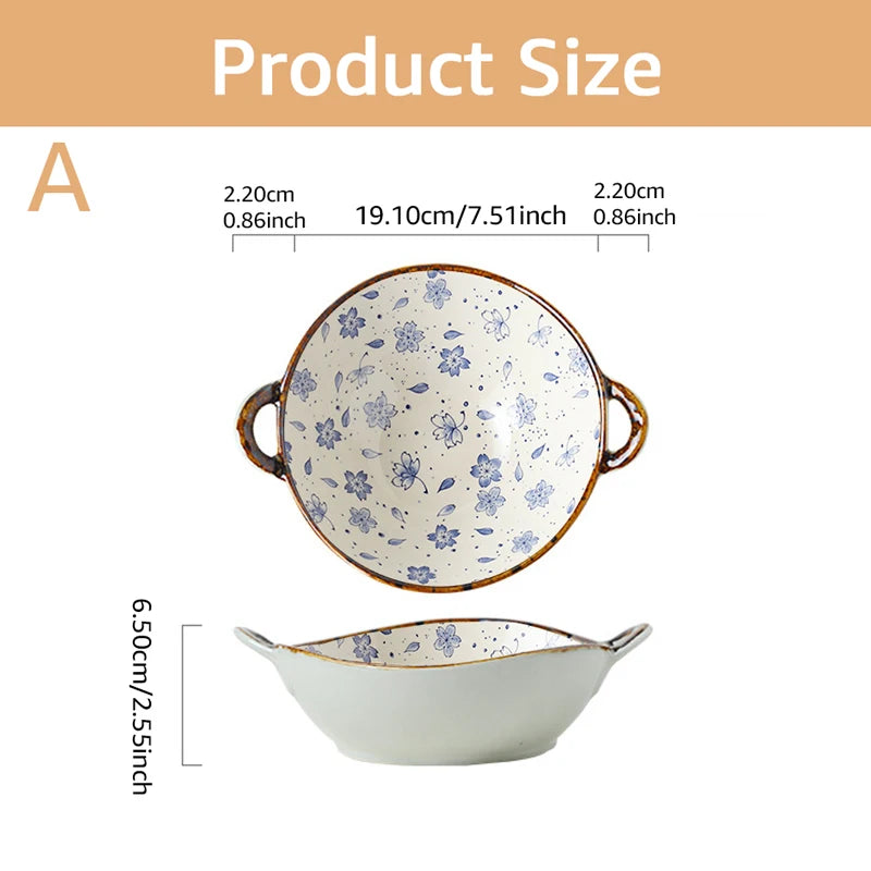 Japanese Style Noodle Bowl – 7.5 inch Ceramic Soup Bowl with Handle