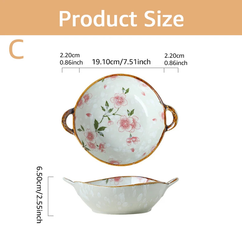 Japanese Style Noodle Bowl – 7.5 inch Ceramic Soup Bowl with Handle