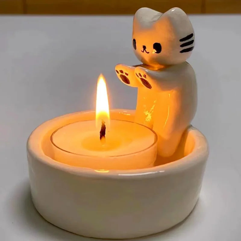 Kitten Candle Holder – Cute Cat Candlestick for Aromatherapy & Home Decor