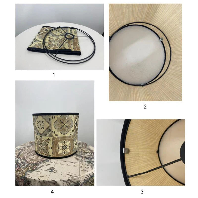 Modern Bamboo & Iron Lampshade – E27 Compatible, Creative Diffuse Lighting for Bedroom, Living Room, & Home Decor