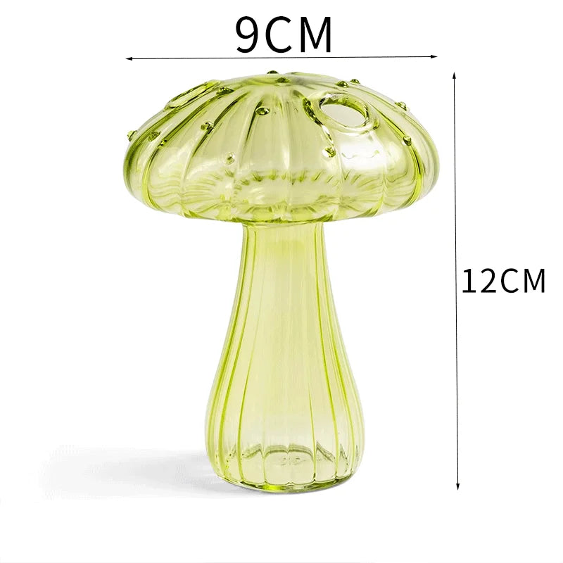 Mushroom-Shaped Glass Vase – Elegant Home Decor, Durable, Easy to Clean, Perfect for Living Rooms, Bedrooms, and Officesrium Art Plant Hydroponic Table Vase Glass Crafts DIY Aromatherapy Bottle