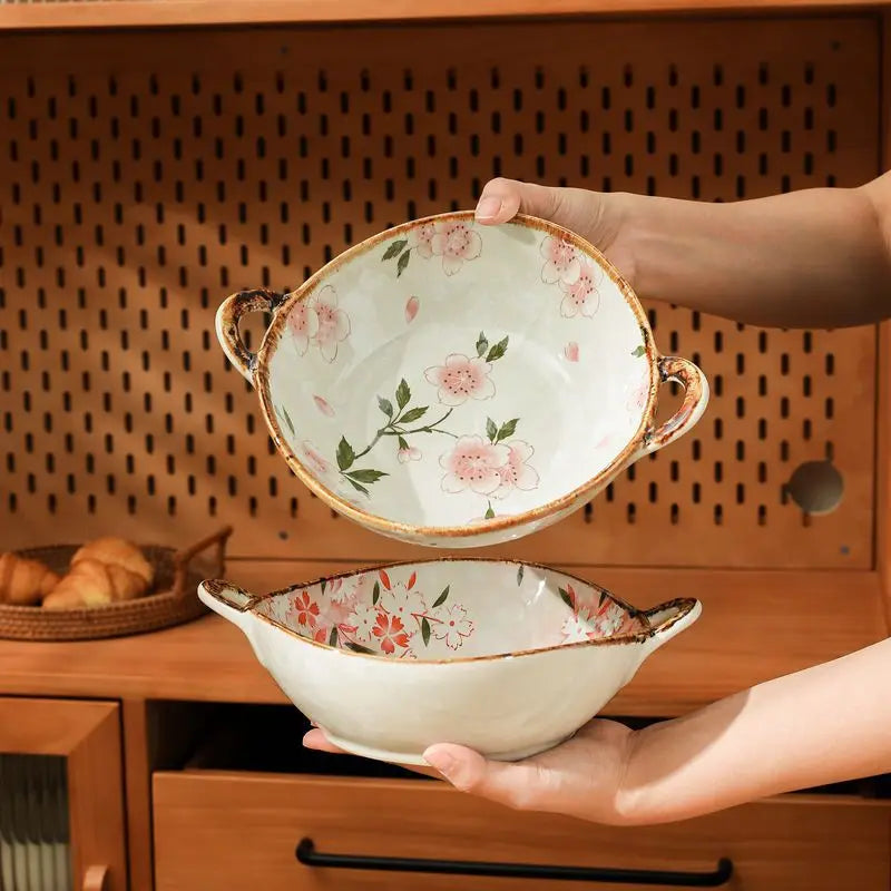 Japanese Style Noodle Bowl – 7.5 inch Ceramic Soup Bowl with Handle