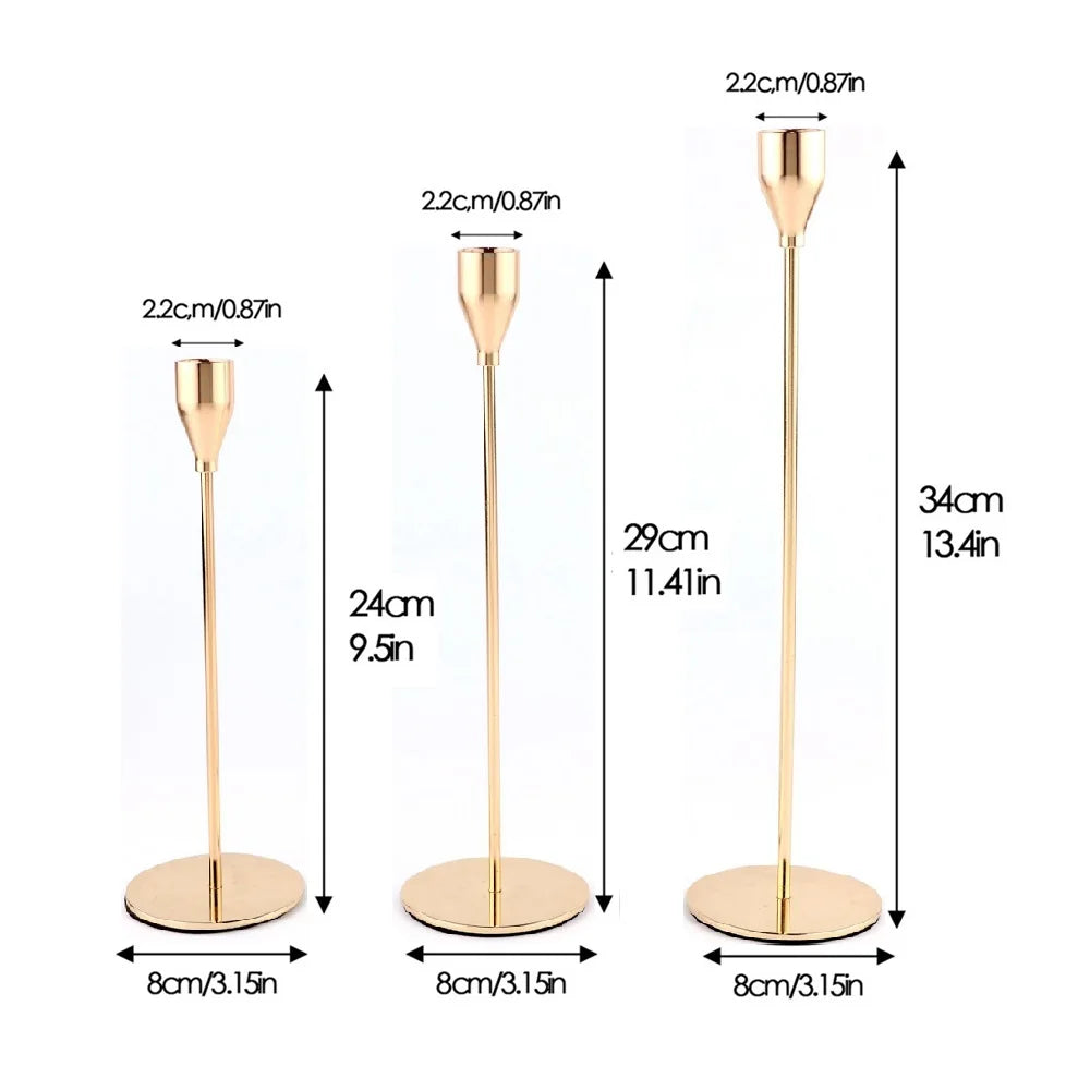 Modern Gold Iron Candle Stand Set – S, M, L Sizes, Elegant Home Decor, Ideal for Weddings, Events, & Christmas Gifts
