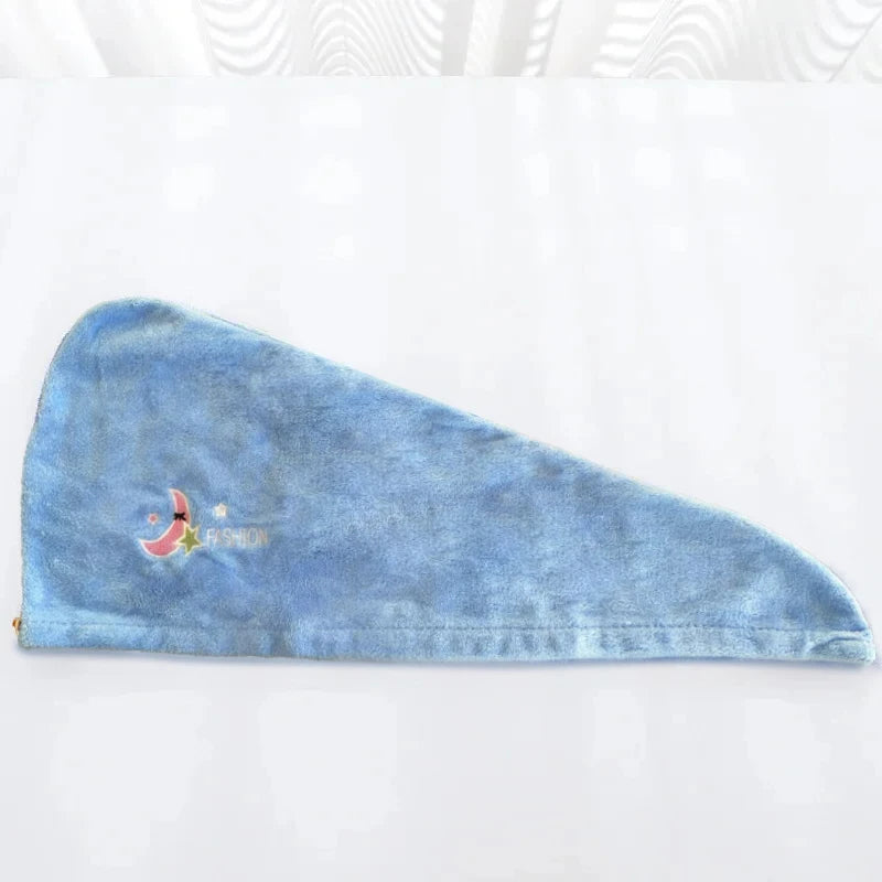 Coral Fleece Dry Hair Towel – Soft, Quick-Drying, Button Design for Easy Wear, 25x65cm