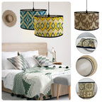 Modern Bamboo & Iron Lampshade – E27 Compatible, Creative Diffuse Lighting for Bedroom, Living Room, & Home Decor