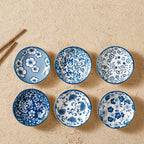 Set of 6 Mini Ceramic Plates - Retro Chinese Style for Snacks, Sashimi & More