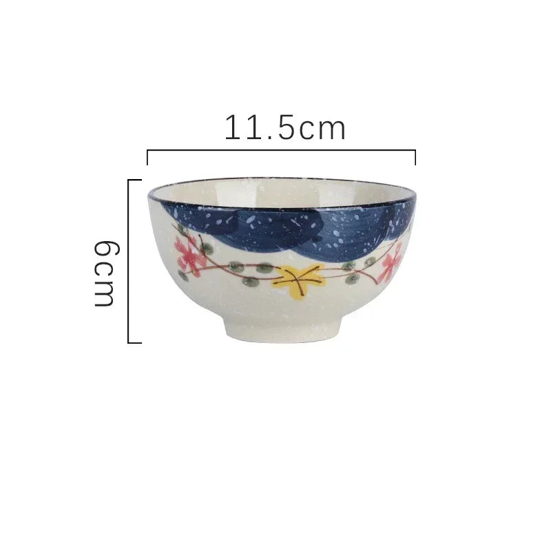 4.5-inch Ceramic Rice Bowl – Japanese Retro Style for Soup, Rice, and Noodles