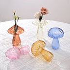 Mushroom-Shaped Glass Vase – Elegant Home Decor, Durable, Easy to Clean, Perfect for Living Rooms, Bedrooms, and Officesrium Art Plant Hydroponic Table Vase Glass Crafts DIY Aromatherapy Bottle