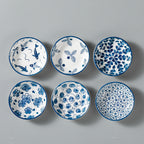 Set of 6 Mini Ceramic Plates - Retro Chinese Style for Snacks, Sashimi & More