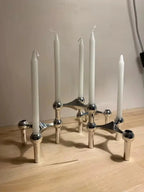 Modern Stainless Steel Molecular Structure Candle Stand – DIY Chandelier Decoration, Compatible with Stick Candles, Available in Chrome/Gold/Black