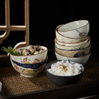 4.5-inch Ceramic Rice Bowl – Japanese Retro Style for Soup, Rice, and Noodles
