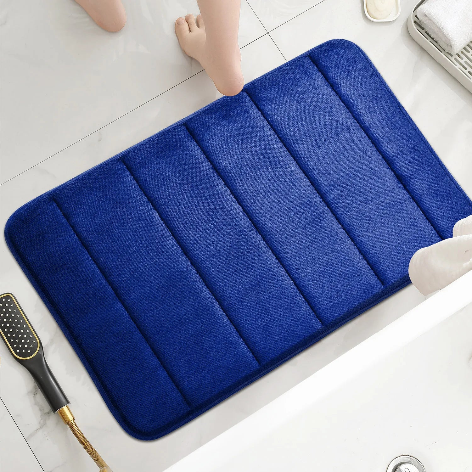 Soft Polyester Bathroom Mat – Granular Bottom, Quick Dry, Comfortable for Bathroom & Bedroom Use