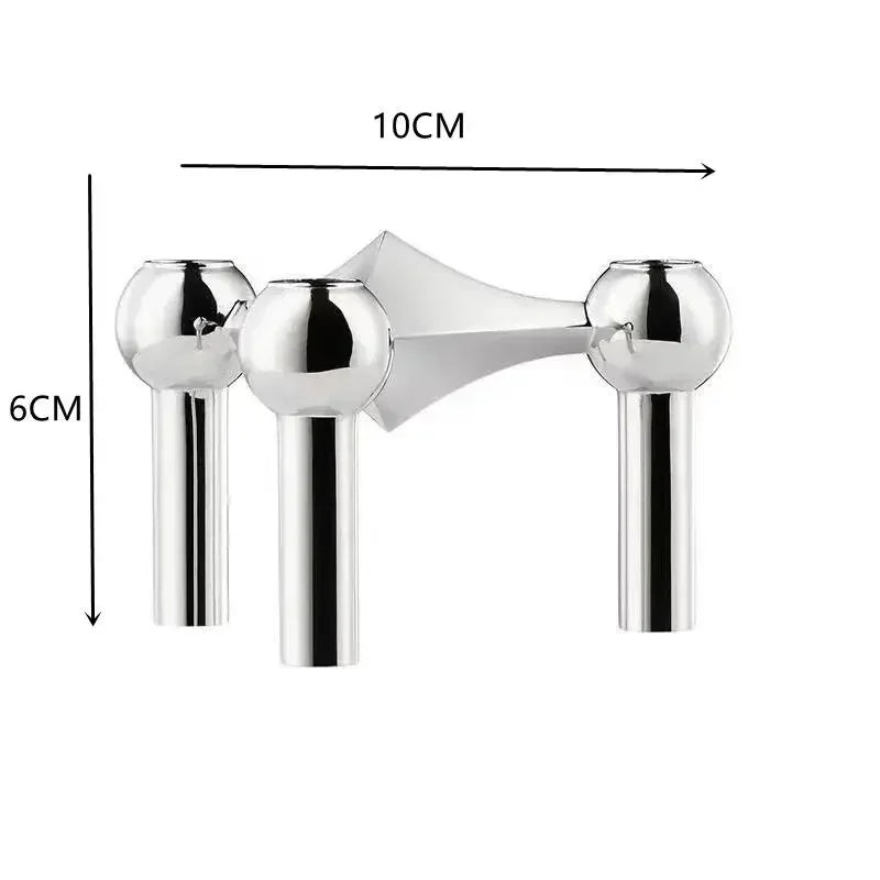 Modern Stainless Steel Molecular Structure Candle Stand – DIY Chandelier Decoration, Compatible with Stick Candles, Available in Chrome/Gold/Black