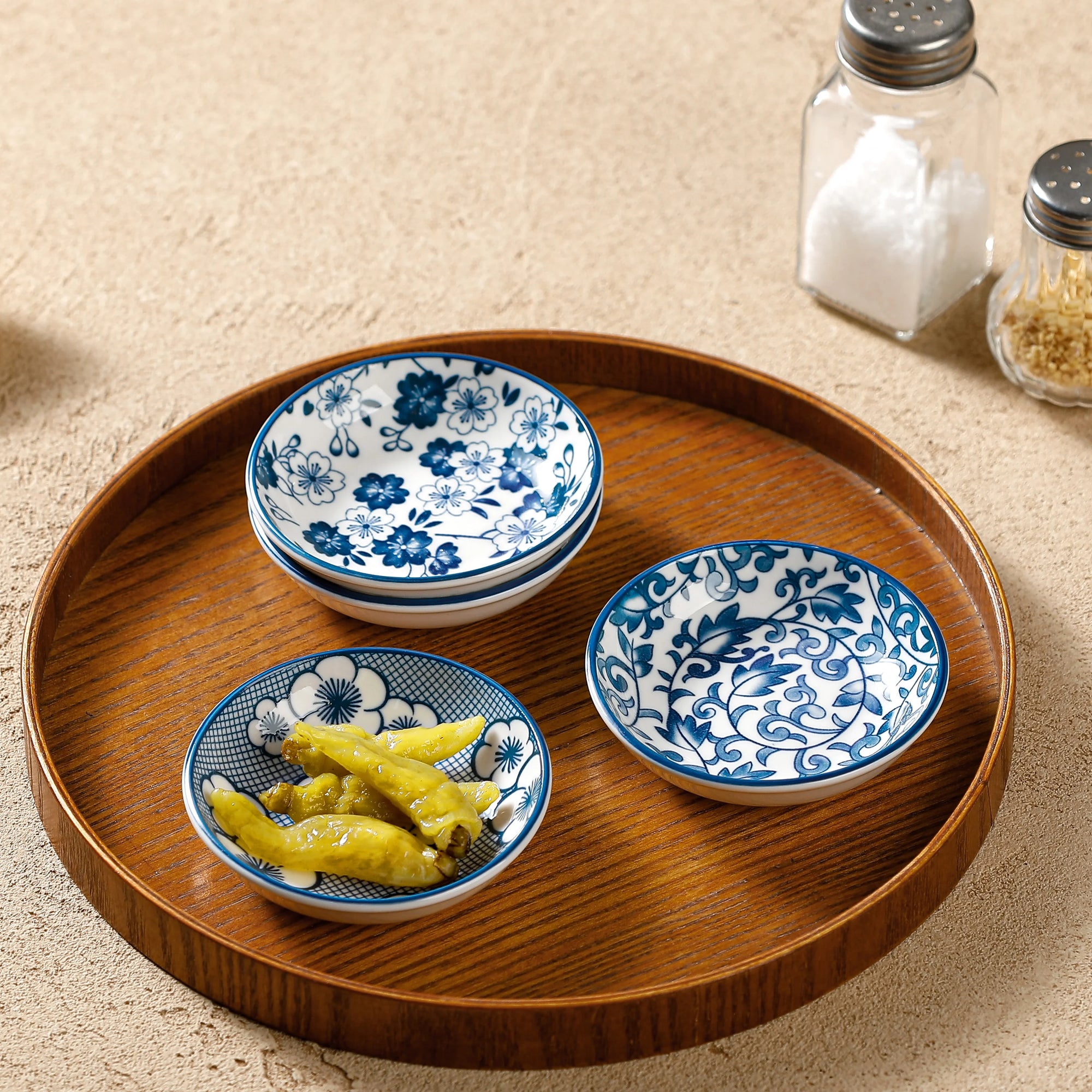 Set of 6 Mini Ceramic Plates - Retro Chinese Style for Snacks, Sashimi & More