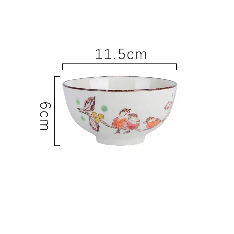4.5-inch Ceramic Rice Bowl – Japanese Retro Style for Soup, Rice, and Noodles