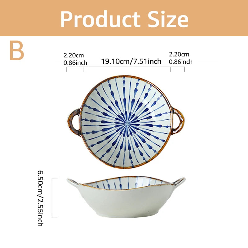 Japanese Style Noodle Bowl – 7.5 inch Ceramic Soup Bowl with Handle