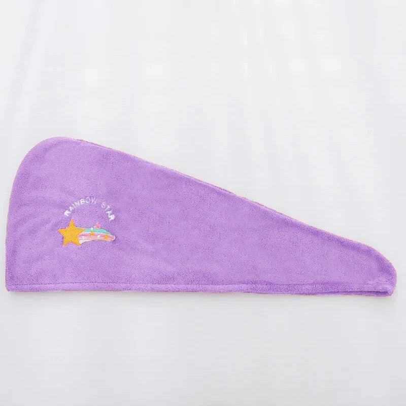 Coral Fleece Dry Hair Towel – Soft, Quick-Drying, Button Design for Easy Wear, 25x65cm