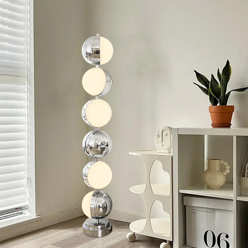Home Design Led Floor Lamp Living Room Art Desk Light Stainless Steel Retro Round Ball Bedroom Rotating Standing Light Luminaire