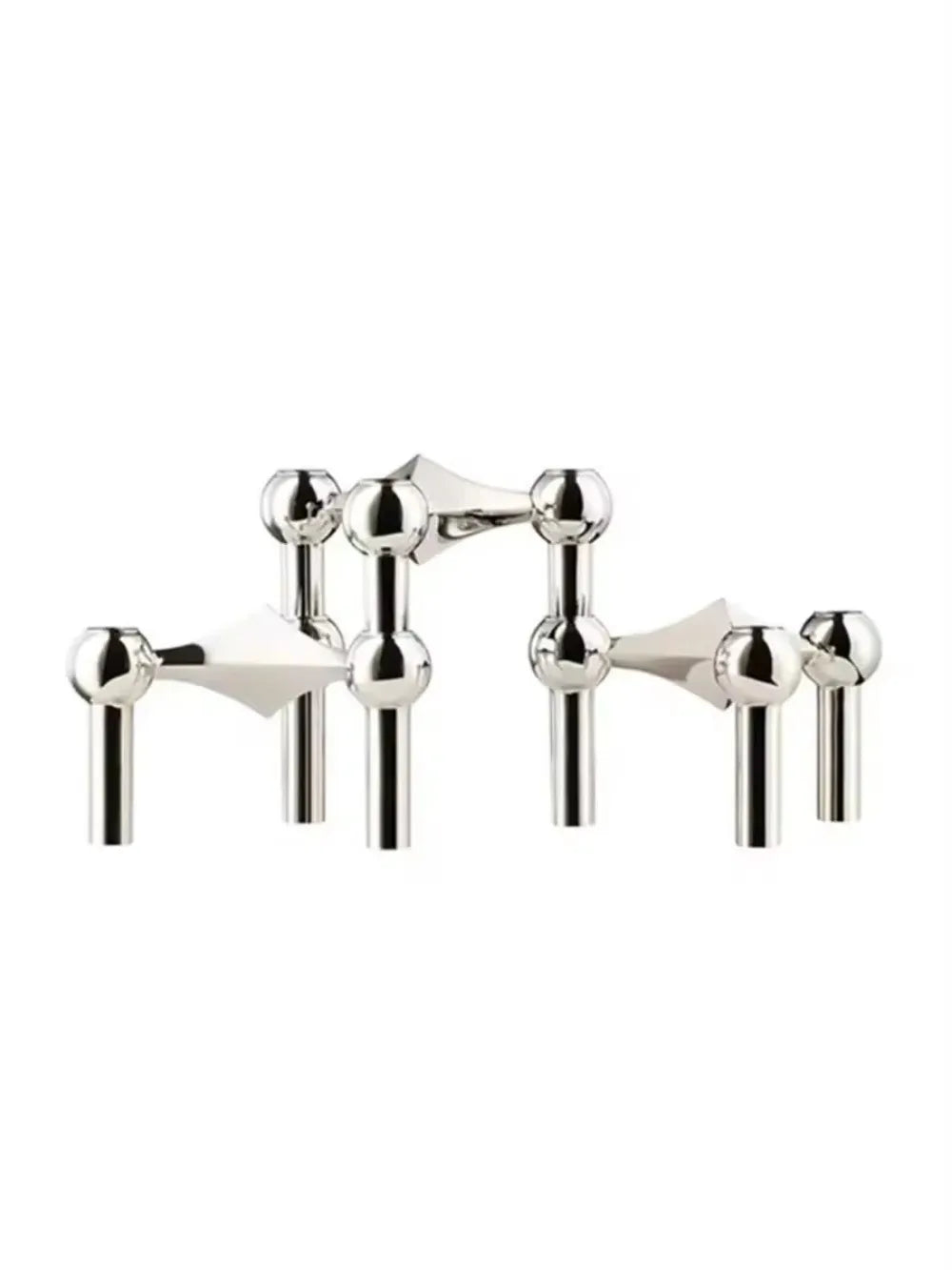 Modern Stainless Steel Molecular Structure Candle Stand – DIY Chandelier Decoration, Compatible with Stick Candles, Available in Chrome/Gold/Black