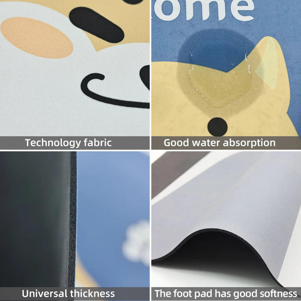 Cute Animal Diatomaceous Earth Bathroom Mat – Quick Water Absorption, Non-Slip Rubber Bottom, Easy to Clean