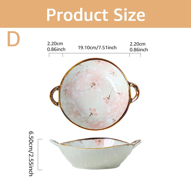 Japanese Style Noodle Bowl – 7.5 inch Ceramic Soup Bowl with Handle