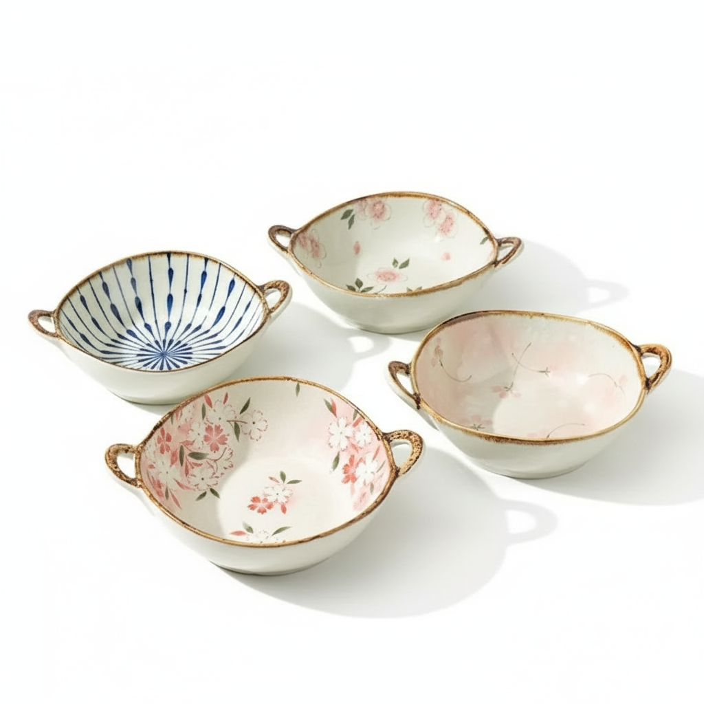 Japanese Style Noodle Bowl – 7.5 inch Ceramic Soup Bowl with Handle For Soup, Ramen, Noodle
